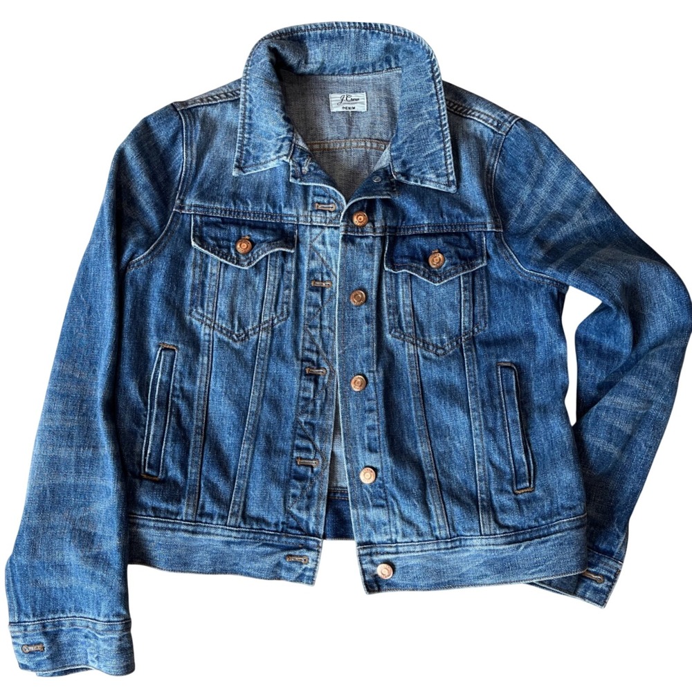 J.Crew Denim Jacket Medium Wash Cotton Button Front Blue Size Small